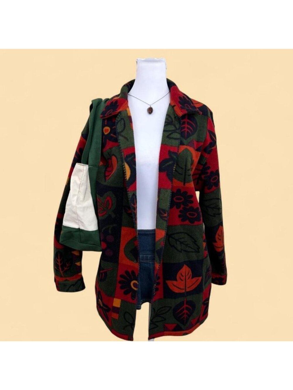 90s patchwork autumnal cottagecore fleece cardigan